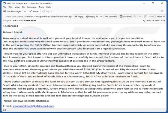 Estafa por correo electrónico Fund Transaction