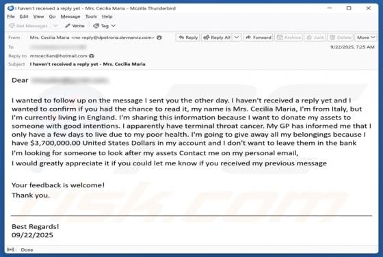 Donation To Someone With Good Intentions Email Estafa