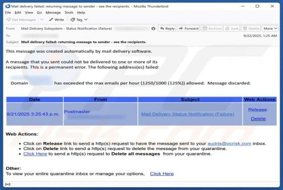 Domain Has Exceeded The Max Emails Per Hour Estafa