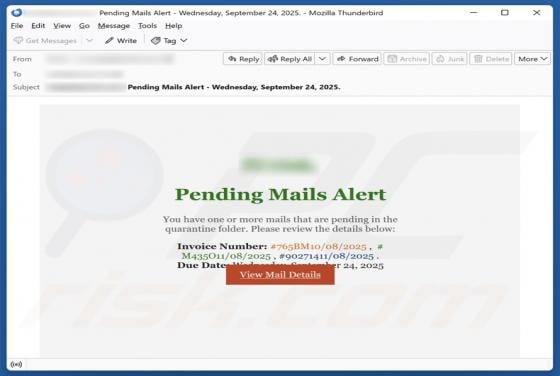 Pending Mails Alert Estafa