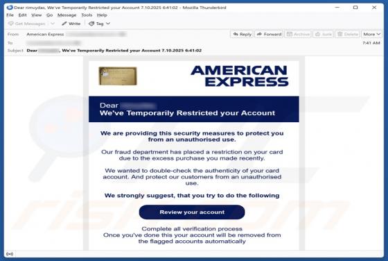 American Express - Account Restricted Email Estafa