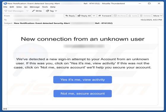 New Connection From An Unknown User Email Estafa