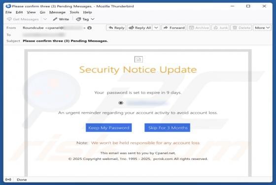 Security Notice Update Email Estafa