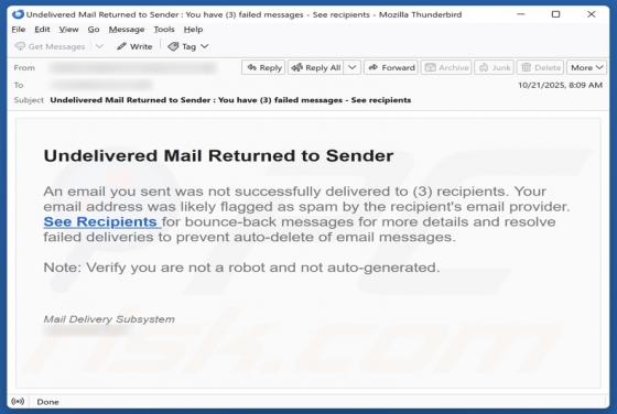 Undelivered Mail Returned To Sender Email Estafa