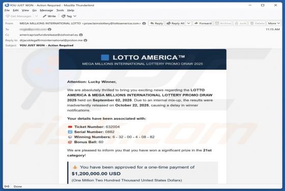 LOTTO AMERICA Email Estafa