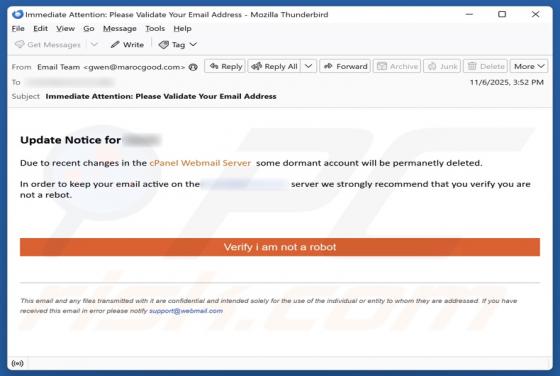 Changes In The cPanel Webmail Server Email Estafa