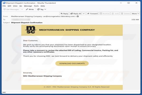 Mediterranean Shipping Company Email Estafa