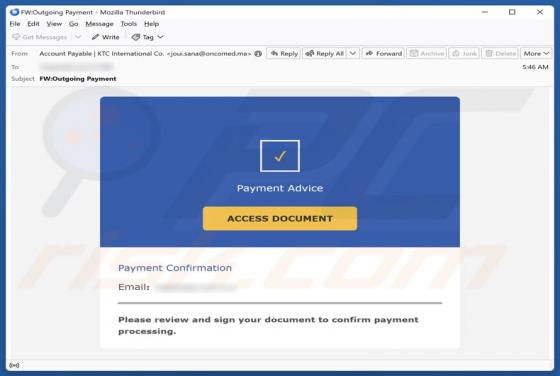 Payment Advice Email Estafa