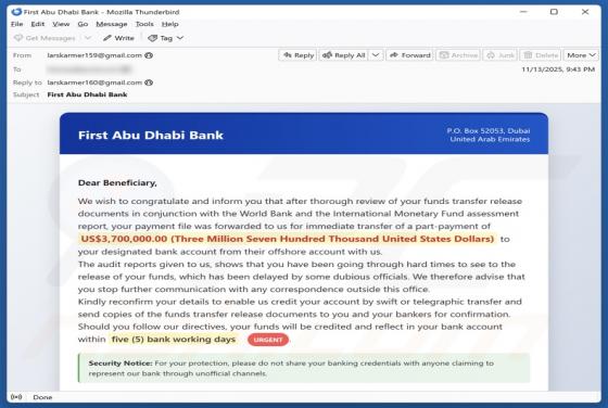 First Abu Dhabi Bank - Funds Transfer Documents Email Estafa