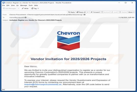 Chevron - Vendor Invitation Email Estafa