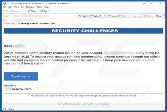 Estafa por correo electrónico "Security Challenges"