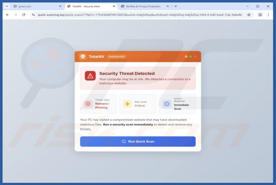 "TotalAV - Security Threat Detected" POP-UP Estafa