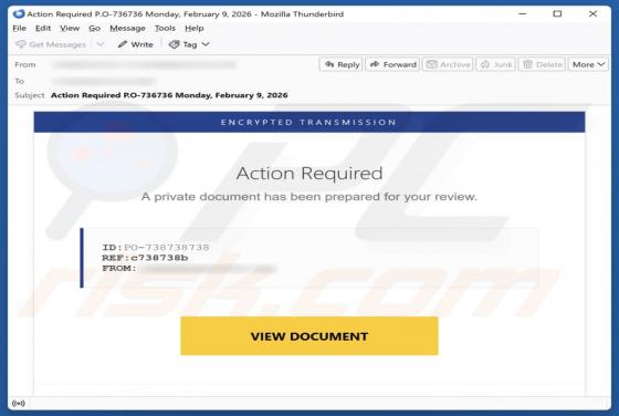 Estafa por correo electrónico "Private Document Has Been Prepared"