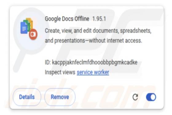 Extensión falsa de Google Docs Offline