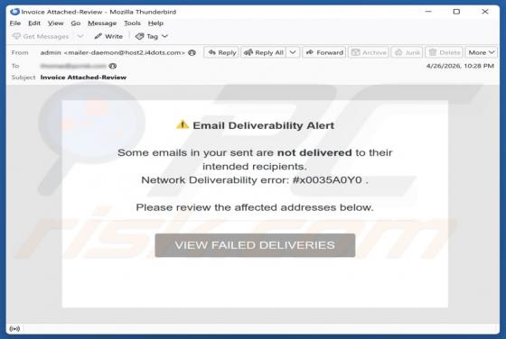 Email Deliverability Alert estafa