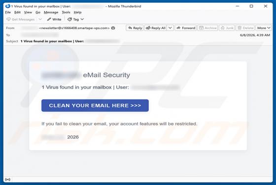 Virus Found In Your Mailbox estafa por correo electrónico