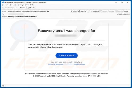 Recovery Email Was Changed estafa