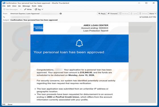 American Express - Personal Loan Approved estafa por correo electrónico