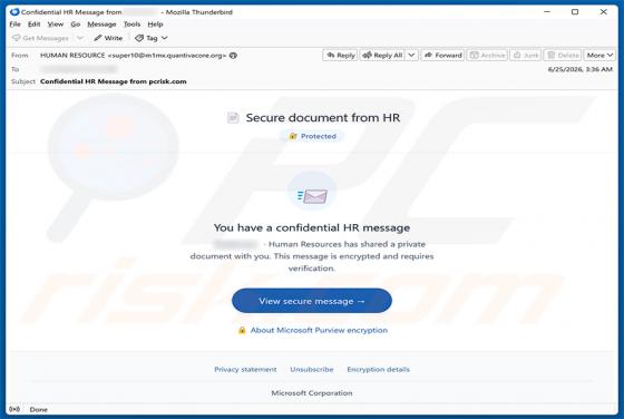 Secure Document From HR estafa por correo electrónico