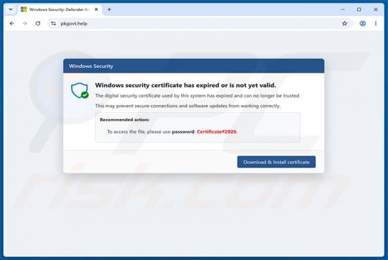 Windows Security Certificate Expired/Invalid estafa emergente
