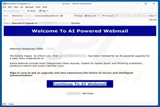 AI Powered Webmail estafa