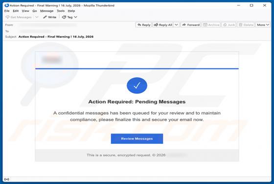 Confidential Messages Queued estafa por correo electrónico