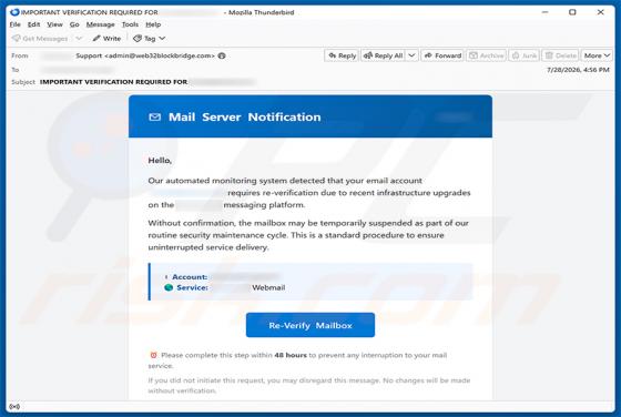 Email Account Requires Re-Verification estafa