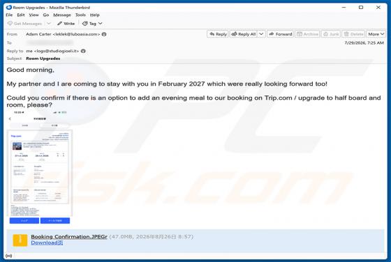 Trip.com Booking Confirmation Email Virus