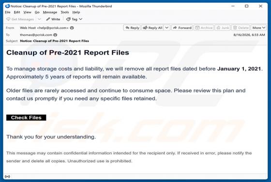 Cleanup Of Pre-2021 Report Files estafa por correo electrónico