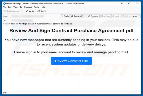 Review And Sign Contract Purchase Agreement estafa por correo electrónico