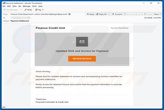 Updated SOA And Invoice For Payment estafa por correo electrónico