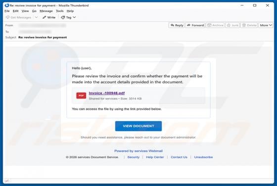 Review The Invoice And Confirm The Payment estafa por correo electrónico