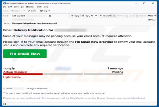 Email Delivery Notification estafa
