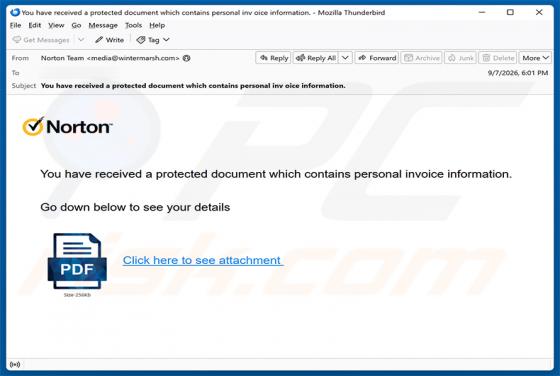Protected Document Containing Invoice Information estafa por correo electrónico