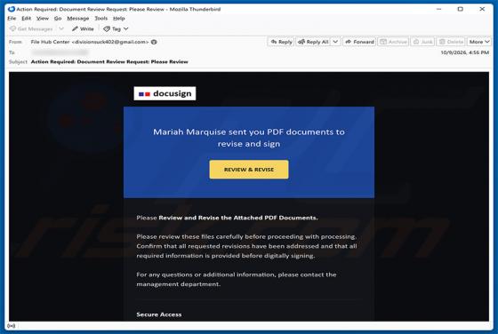PDF Documents To Review And Sign estafa por correo electrónico