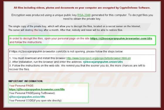 Virus CryptoDefense