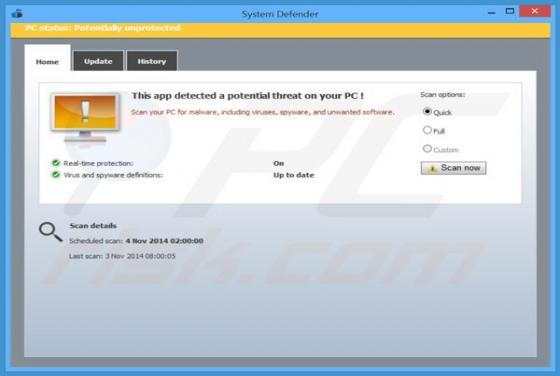 Falso Antivirus System Defender