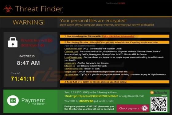 Bloqueador de sistemas Threat Finder