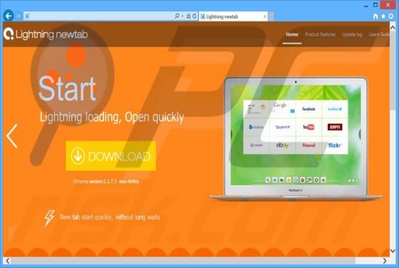 Software publicitario Lightning newtab