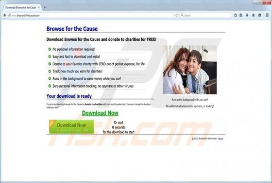 Software publicitario Browse for the Cause