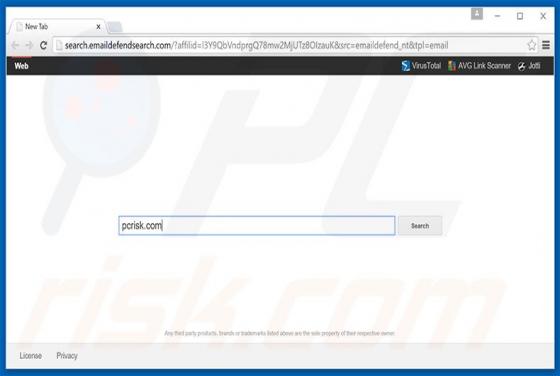 Redireccionamiento a Search.emaildefendsearch.com