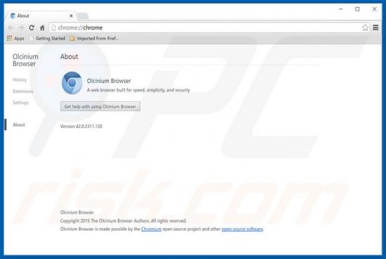 Software publicitario Olcinium Browser