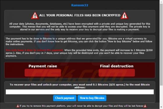 Virus criptográfico Ransom32