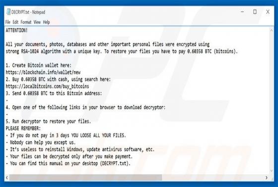 Software malicioso de encriptación Crypted