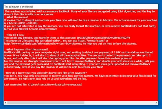 Virus secuestrador de equipos BadBlock