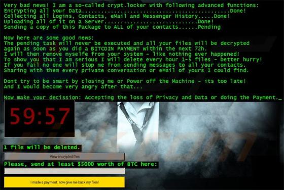 Virus encriptador Crypt.Locker