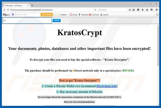Virus encriptador KratosCrypt