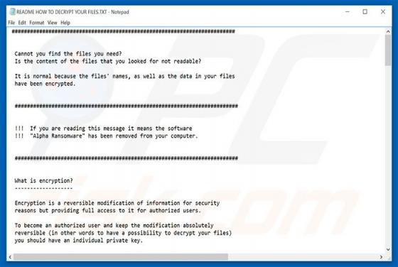Virus encriptador Alpha (Alfa)