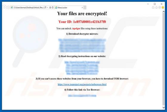 Virus encriptador Alma Locker