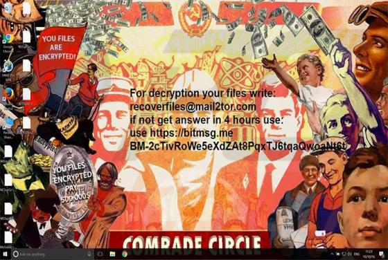 Virus secuestrador de PC Comrade Circle